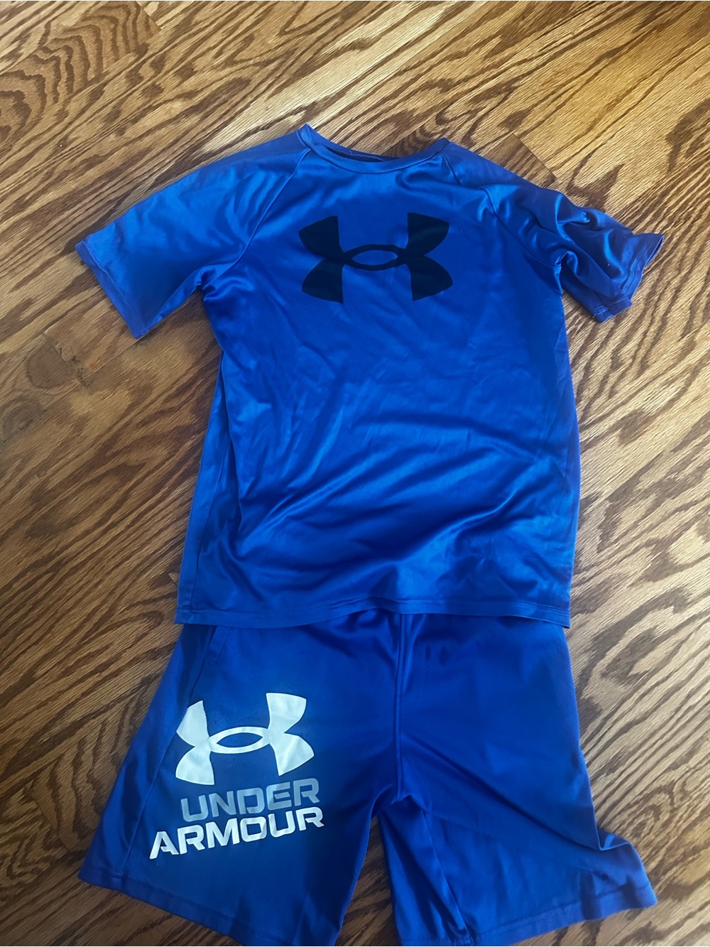 Under Armour Royal Blue Kids Rashguard Set with Black Logo